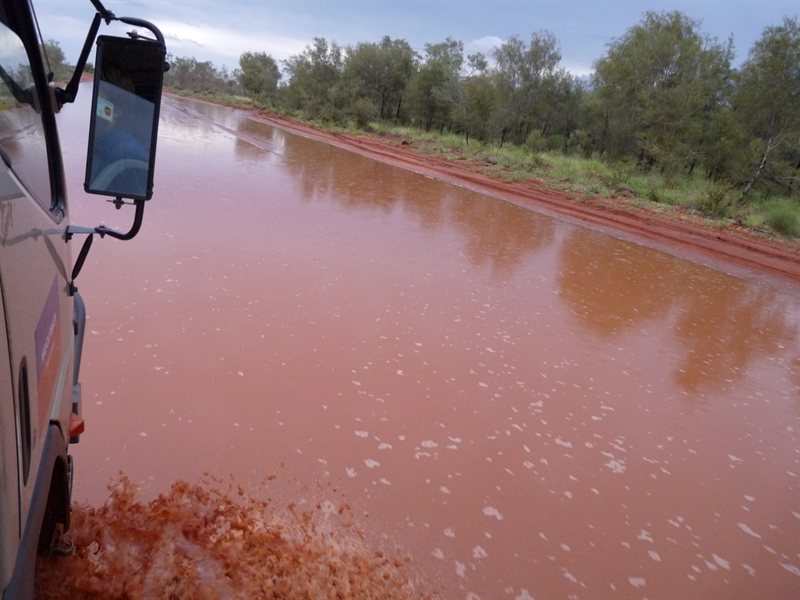Flooded roads on the way to Oak Valley