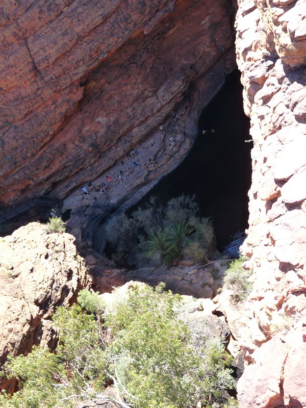 Looking down on the waterhole at Kings Canyon