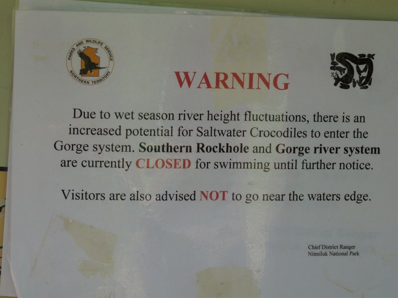 Crocodile warning at Katherine Gorge