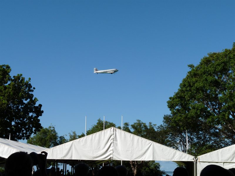 Fly past during memorial service for the Bombing of Darwin