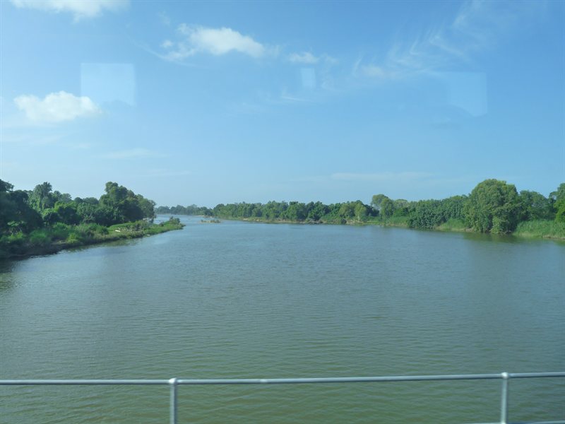 Crossing the river on the train