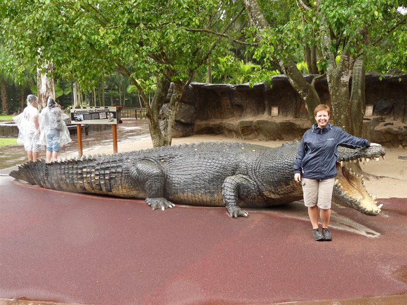 Claire and a giant croc
