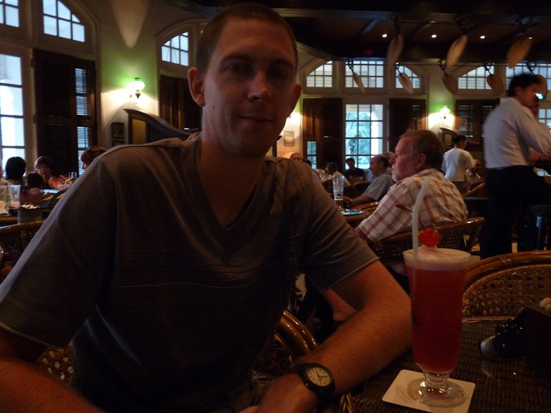 Ed in the Long Bar at Raffles Hotel