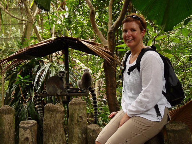 Claire with the lemurs