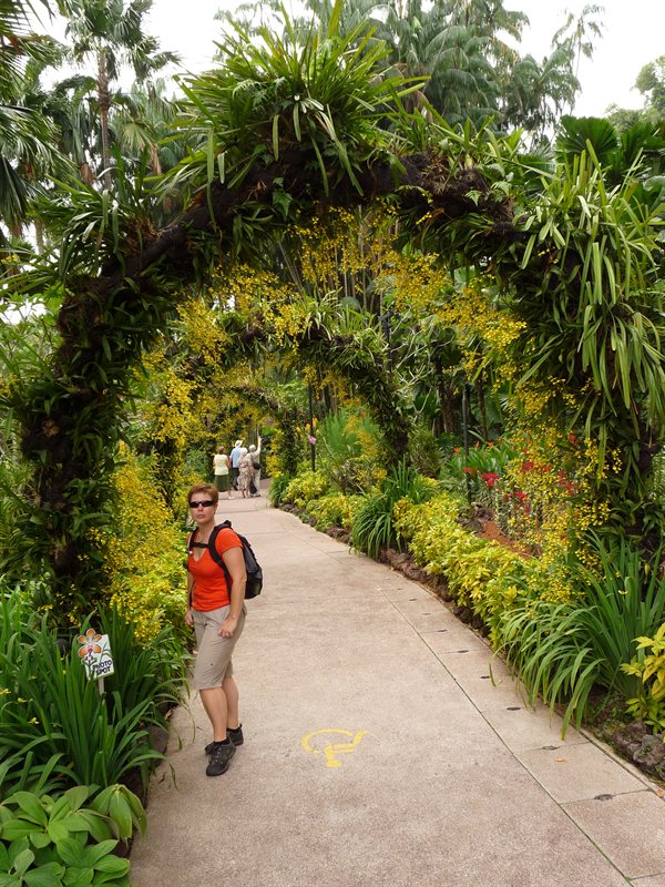 Claire in the orchid garden