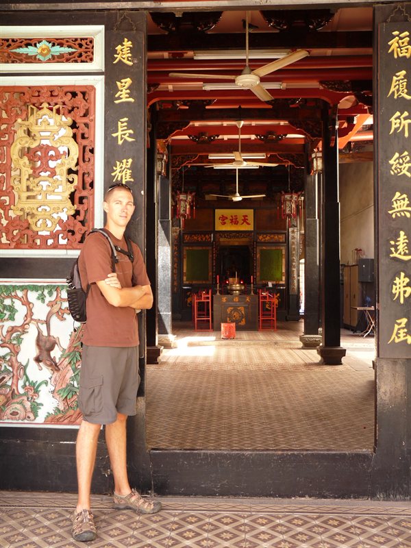 Ed outside temple in Chinatown
