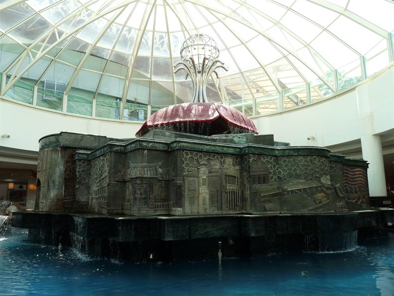 Waterfall fountain in the local shopping mall in Melaka