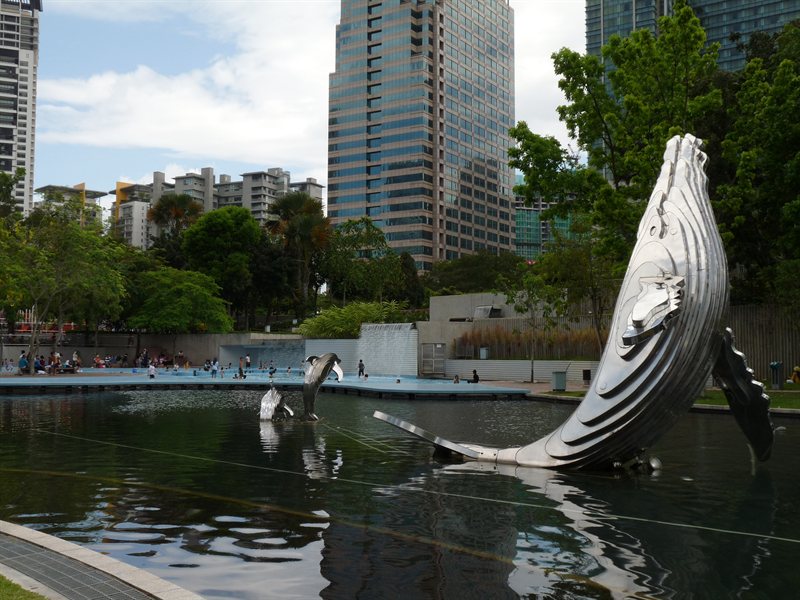 Whale sculptures in KL City Gardens
