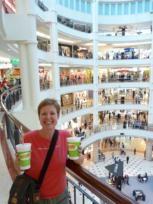 Claire with our Boost juices at the Petronas Mall