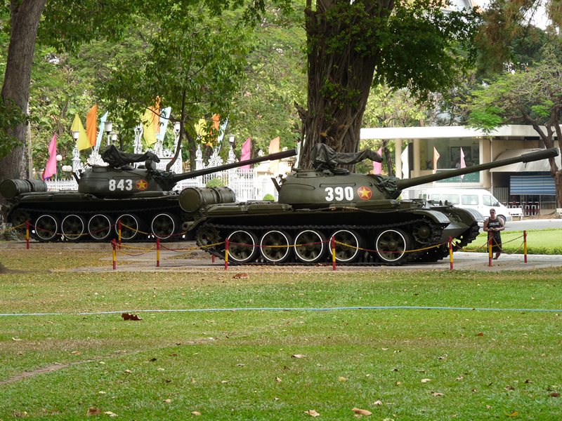 Tanks outside the Reunification Palace in HCMC