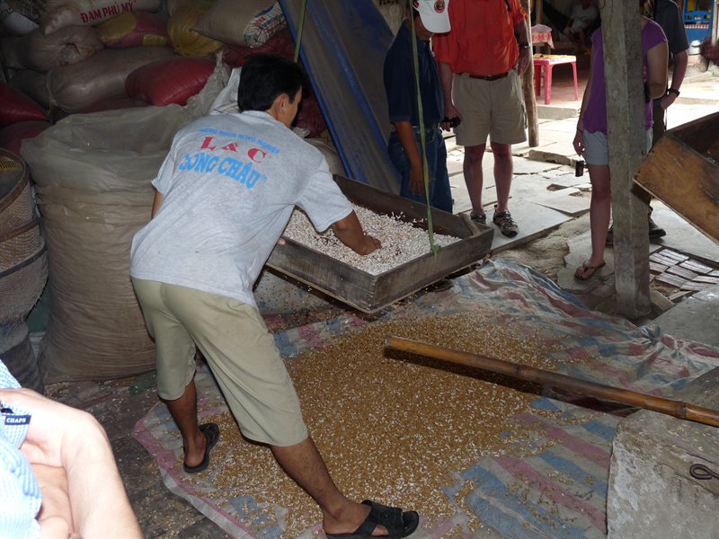 Filtering the husks out of the popcorn