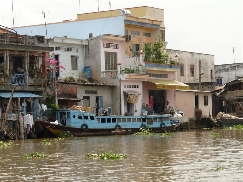 River boat and houses