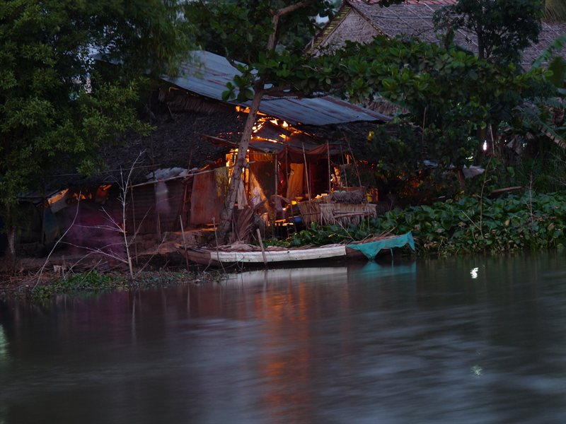 Life in the Mekong Delta at dusk