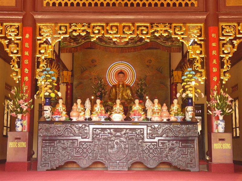 Inside a pagoda in Dalat