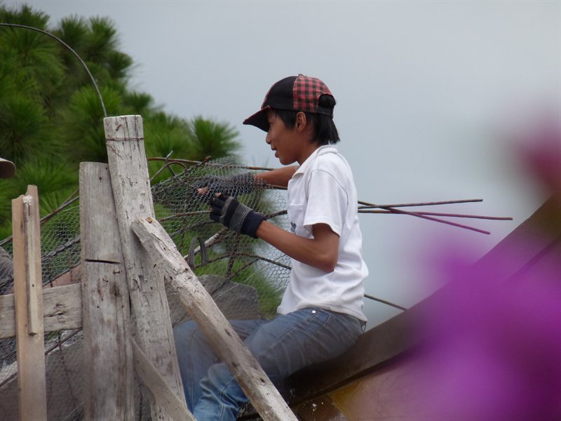 Builders working at the Crazy House, Dalat