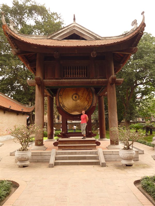 Claire with the drum at the Temple of Literature