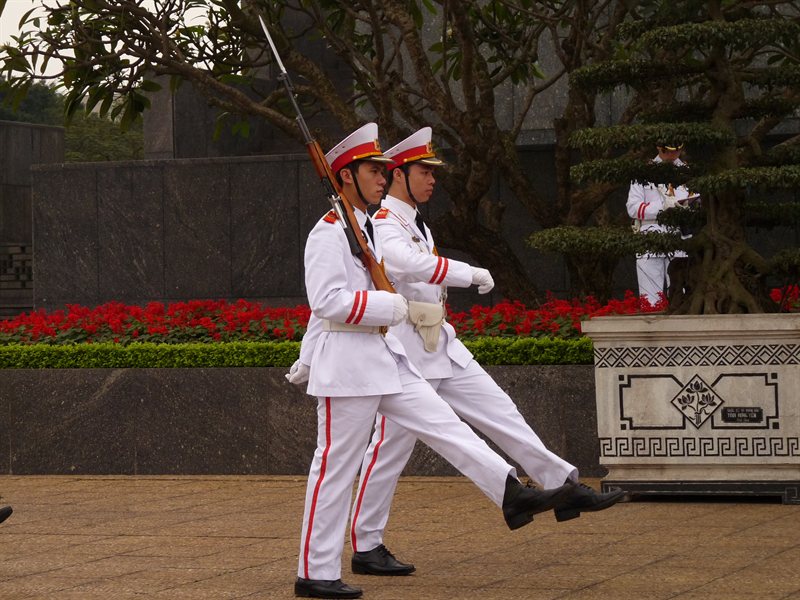 Changing of the guard at Ho Chi Minh Mausoleum
