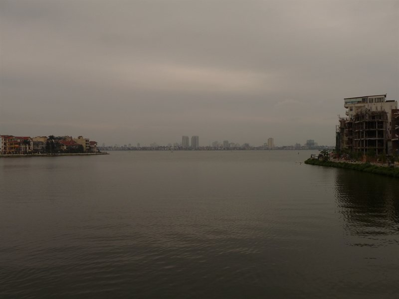 Looking back at Hanoi over Truc Bach Lake