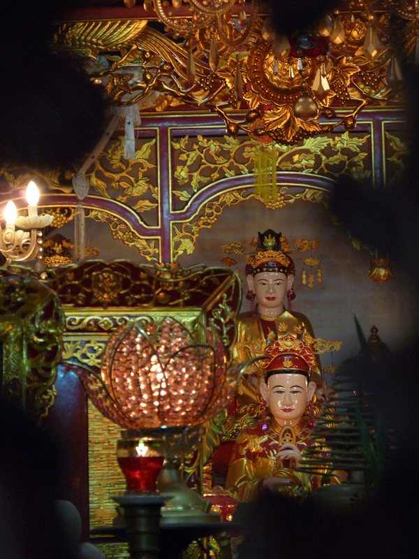 Inside a temple next to the One Pillar Pagoda