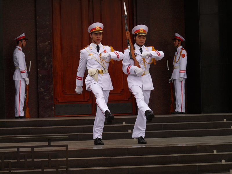 Changing of the guard at Ho Chi Minh Mausoleum