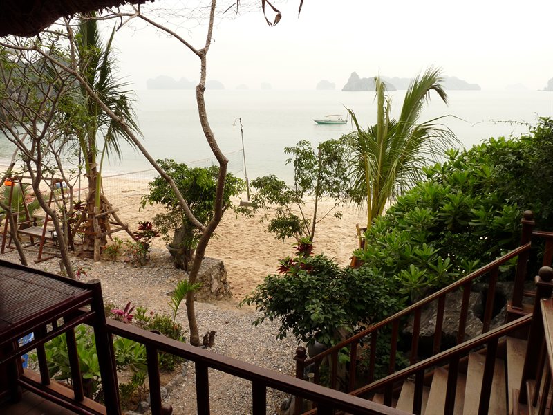 View from our beach bungalow on Monkey Island Resort