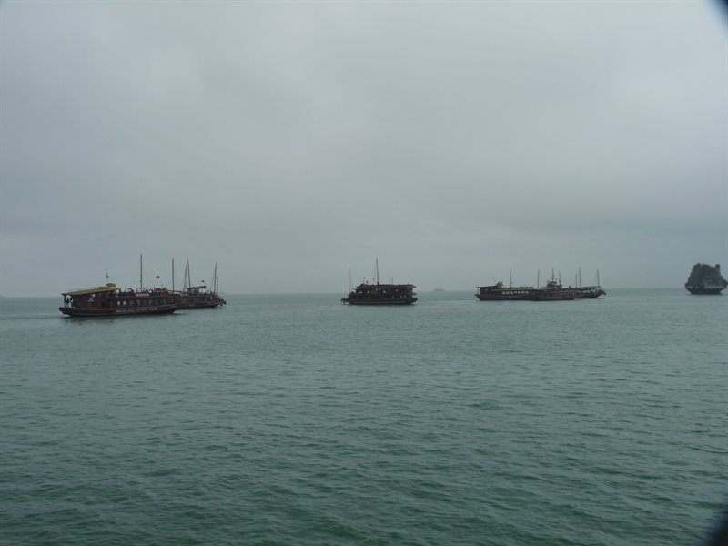 Tourist boats in Ha Long Bay