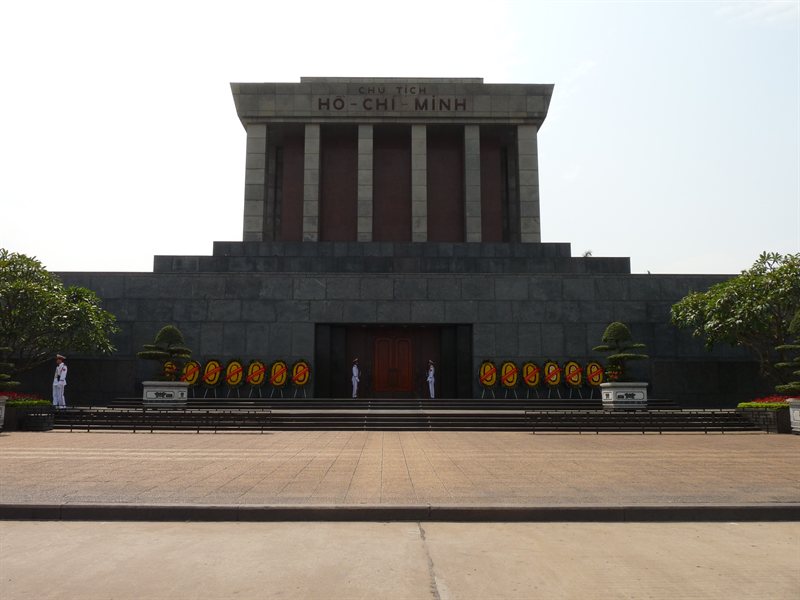 Ho Chi Minh's Mausoleum with flower decorations