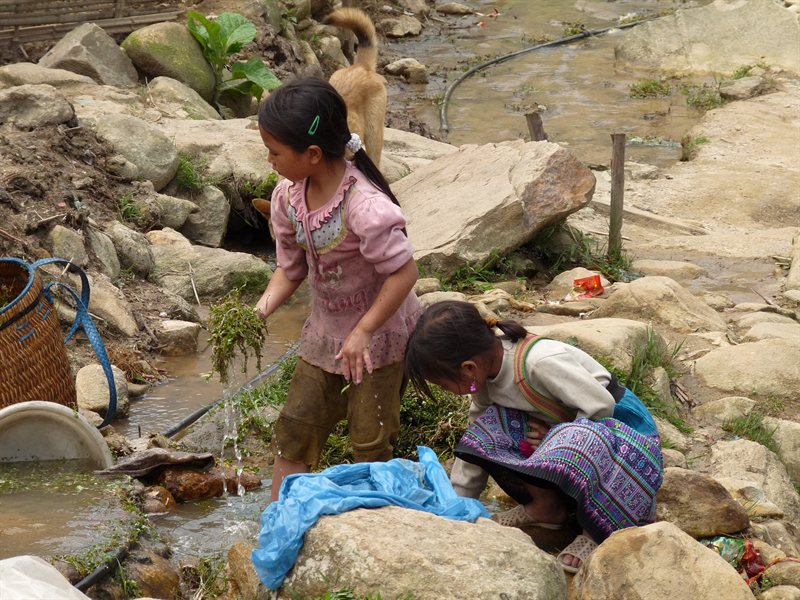 Children working in the village