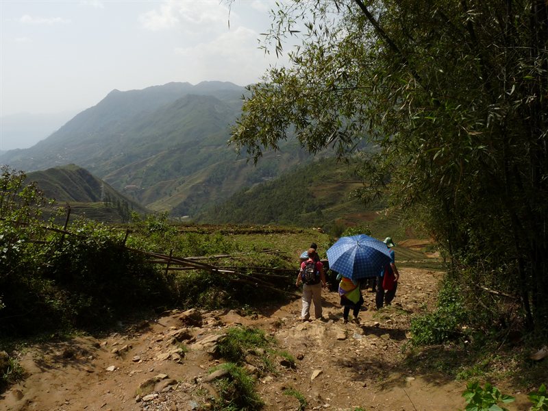 Descending the hill to the villages