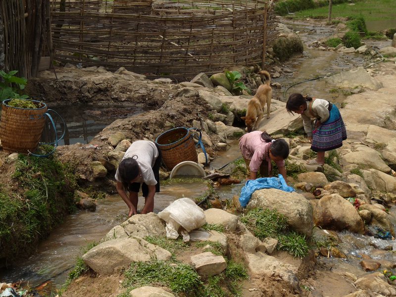 Children working in the village