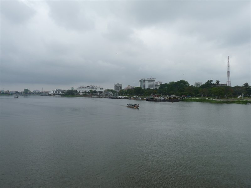 View from the bridge across the river in Hue