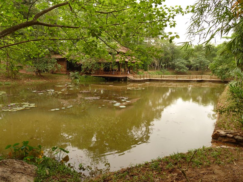 Peaceful lake at Tu Hieu Pagoda