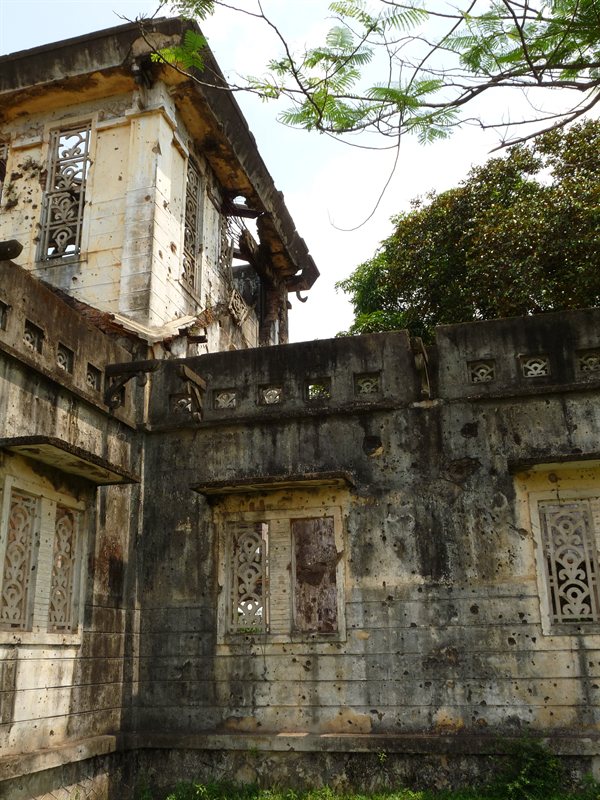The battle-scarred church at Long Hung