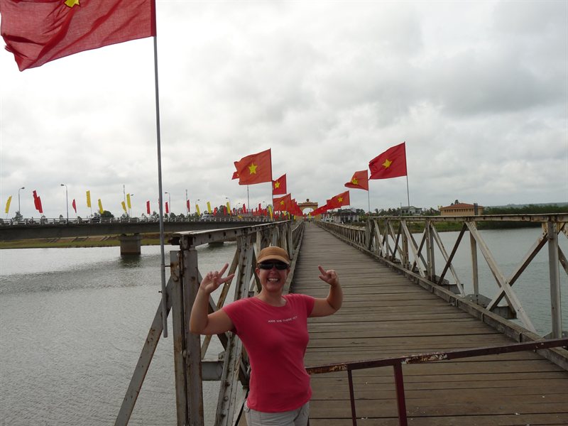 Claire at the Hien Luong Bridge