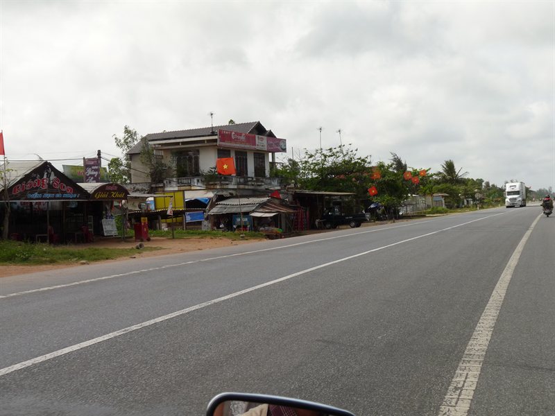 Flags lining the road