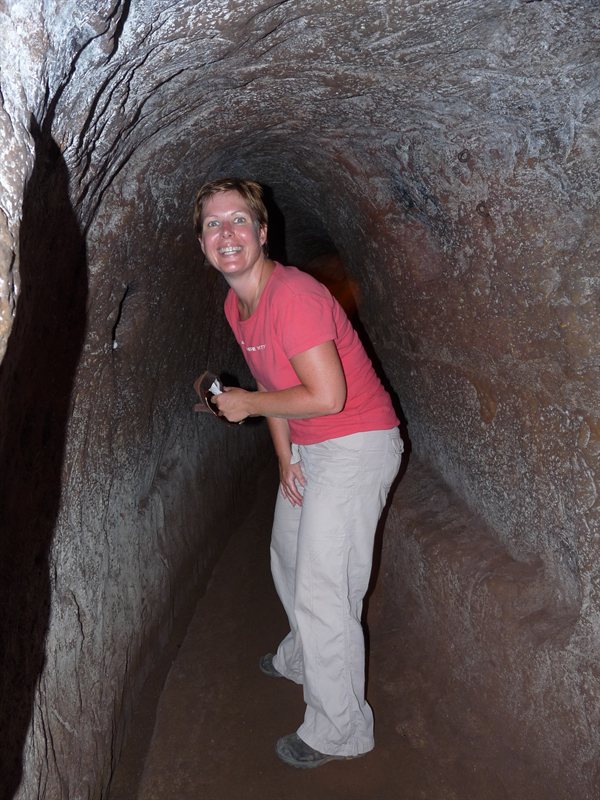 Claire inside the Vinh Moc tunnels