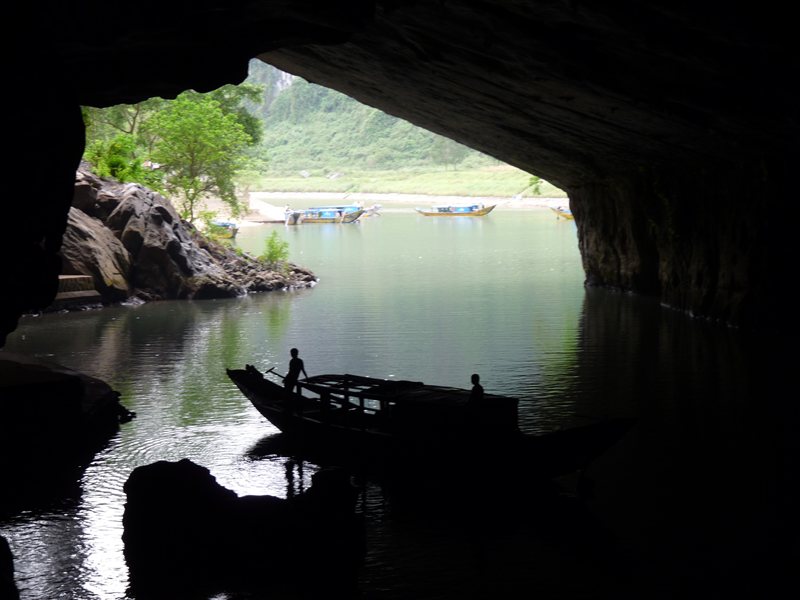 Looking out through the entrance into the river cave