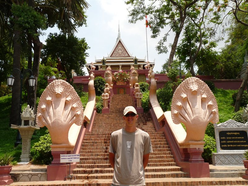 Ed in front of the steps leading up to Wat Phnom
