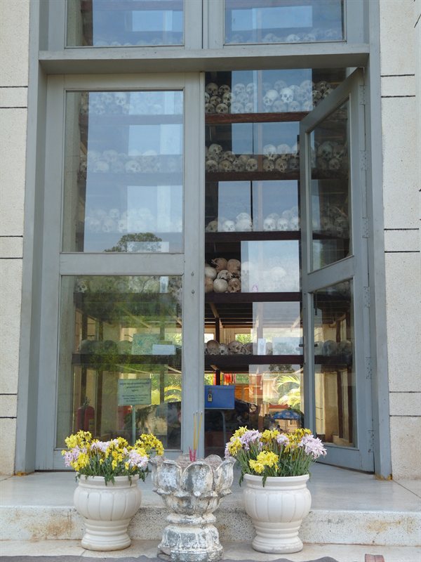 Doorway into the Memorial Stupa at the Killing Fields of Choeung Ek