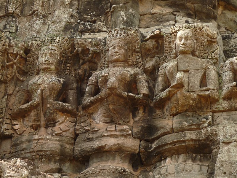 Carvings on South Gate into Bayon Temple