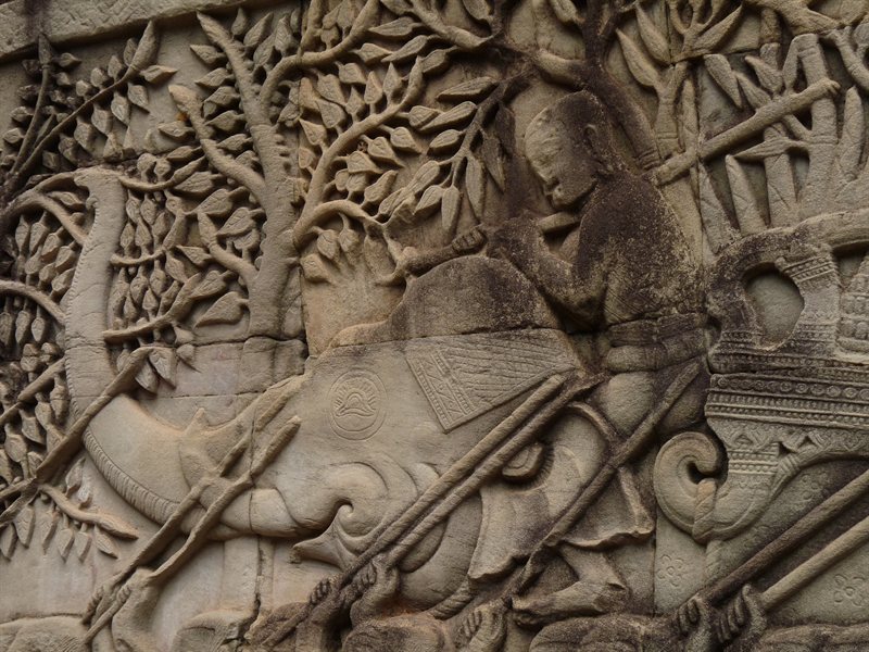 Stone carvings at Bayon Temple