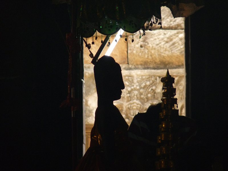 Silhouetted Buddah at Bayon Temple
