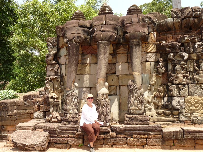 Three headed elephant at Ta Prohm, the Tomb Raider temple