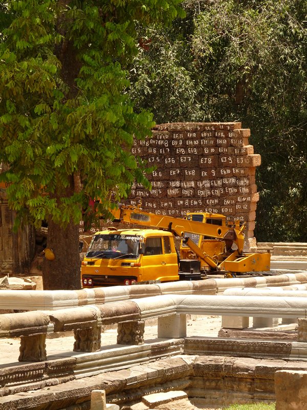 Ongoing reconstruction work at Ta Prohm, the Tomb Raider temple