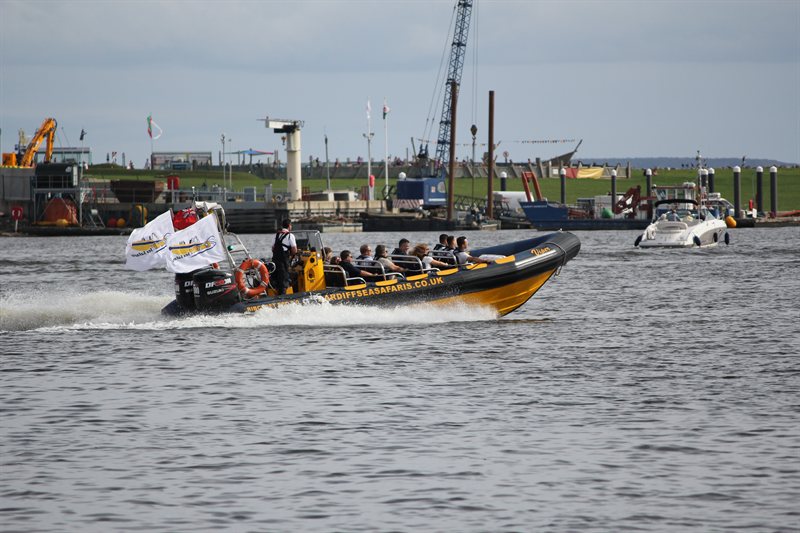 Speed boats on Cardiff Bay