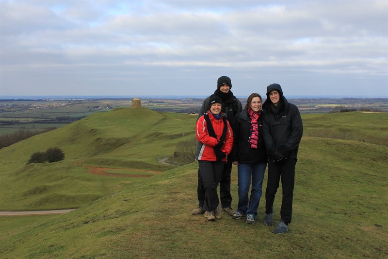 Matthew, Charlie, Ed & Claire on the Burton Dassett Hills
