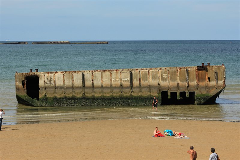 Remnants of Mulberry harbour at Arromanches