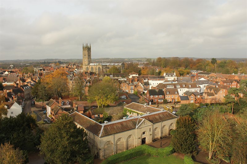 View over Warwick from Warwick Castle