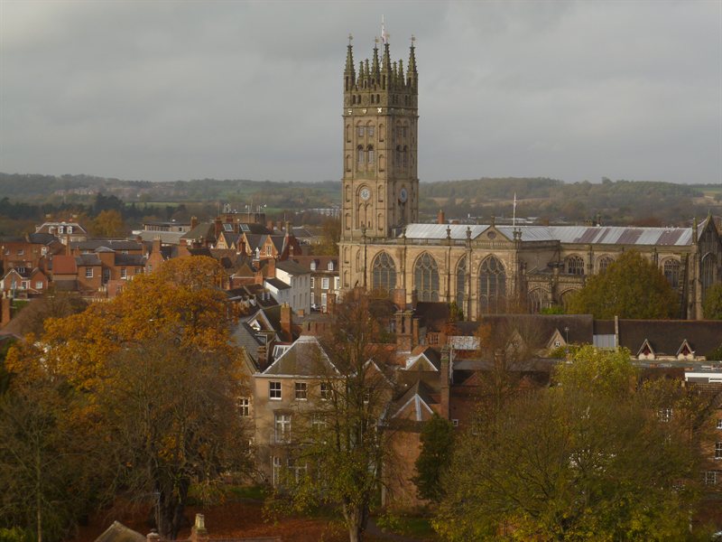 View over Warwick from Warwick Castle