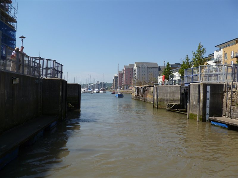 Passing through Portishead Quays Marina Lock